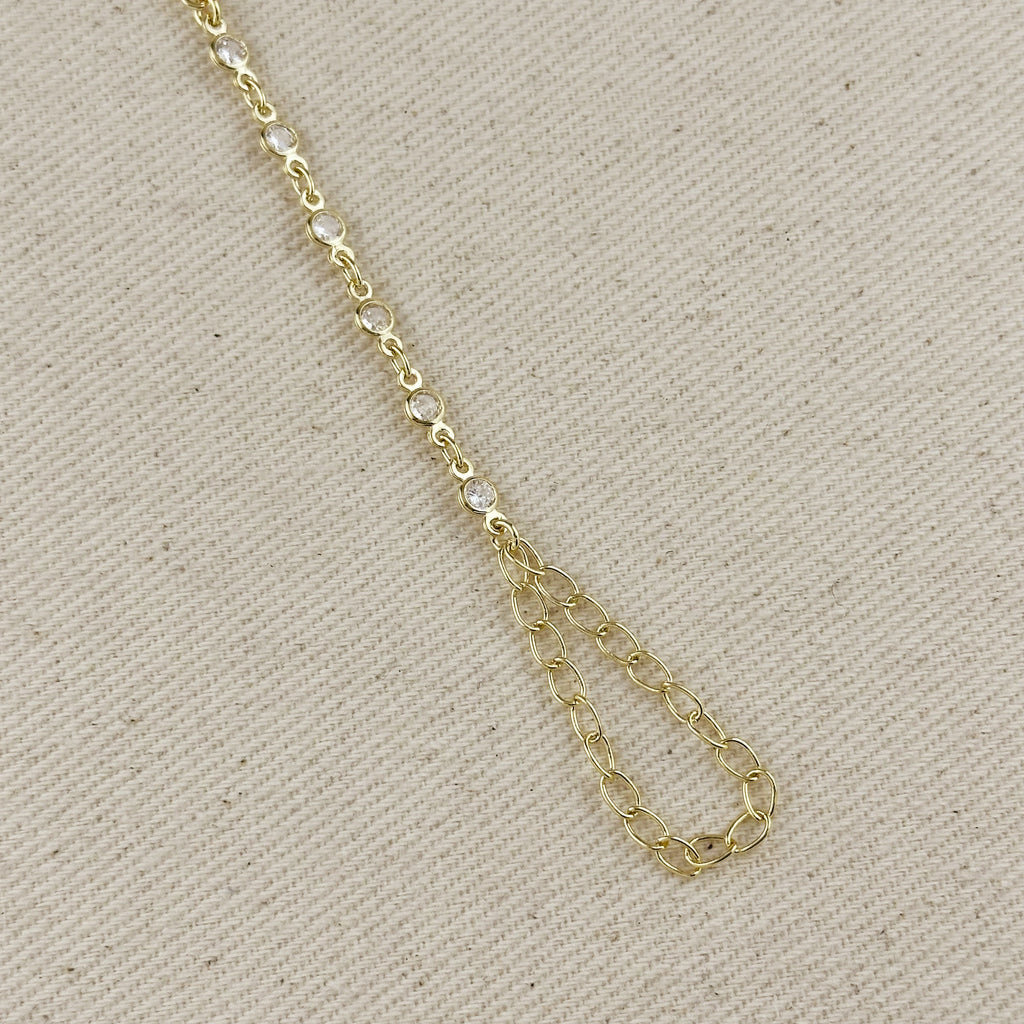 Mondsee 18k Gold Filled Dainty Round Bezel CZ Hand Chain | 18k Gold Filled Jewelry