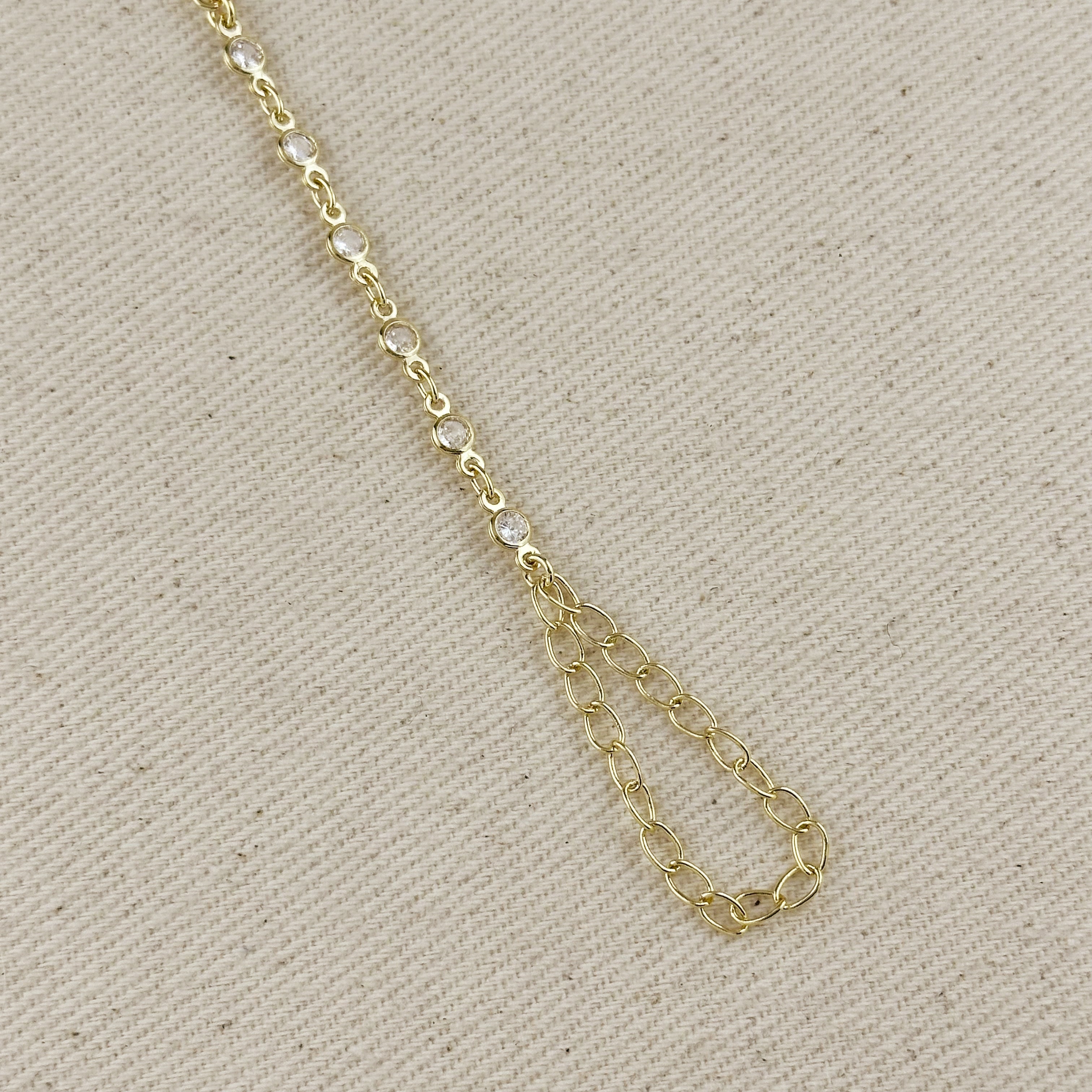 Mondsee 18k Gold Filled Dainty Round Bezel CZ Hand Chain | 18k Gold Filled Jewelry