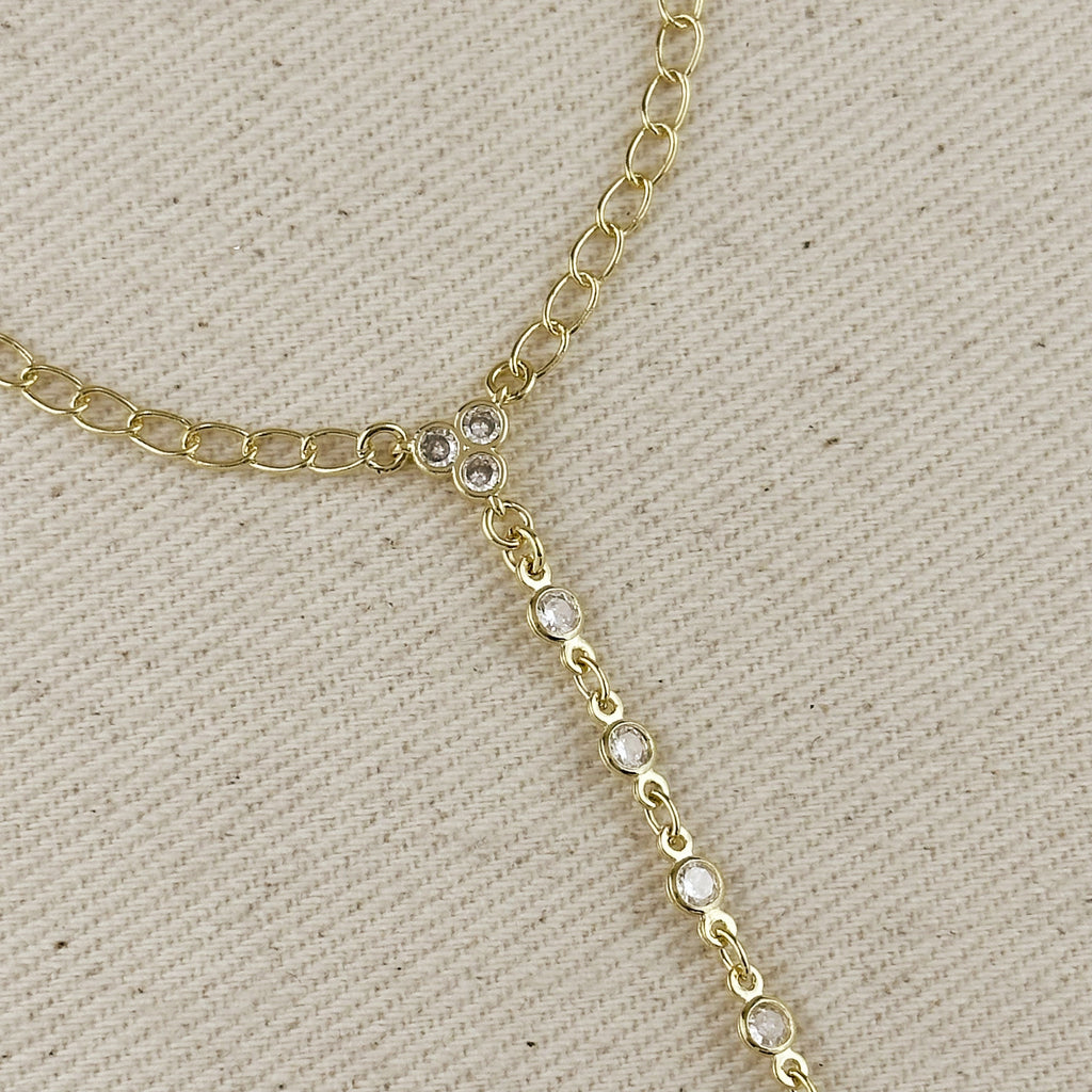 Mondsee 18k Gold Filled Dainty Round Bezel CZ Hand Chain | 18k Gold Filled Jewelry
