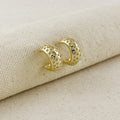 18k Gold Filled Curved CZ C- Hoop Earrings
