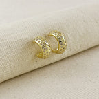 18k Gold Filled Curved CZ C- Hoop Earrings