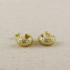 18k Gold Filled Curved CZ C- Hoop Earrings