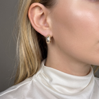 18k Gold Filled Curved CZ C- Hoop Earrings