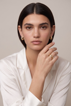 18k Gold Filled Curved CZ C- Hoop Earrings