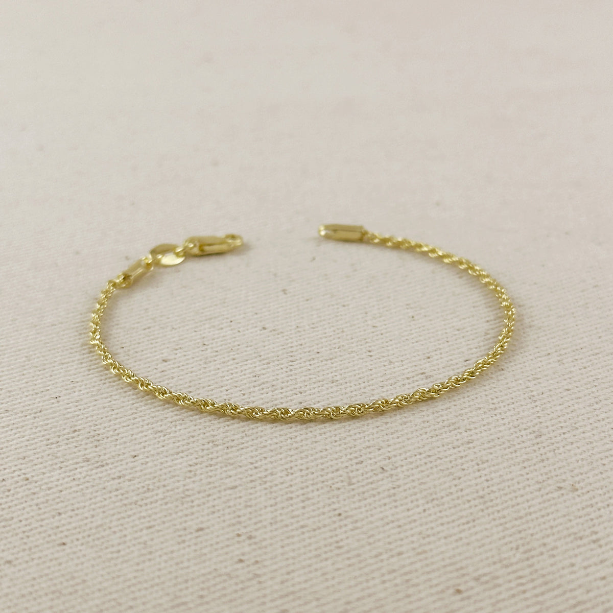 18k Gold Filled 1.7mm Rope Chain Bracelet