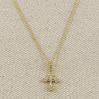 18k Gold Filled CZ Bail Cross Necklace