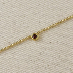 18k Gold Filled Dainty Bezel CZ Birthstone Necklace
