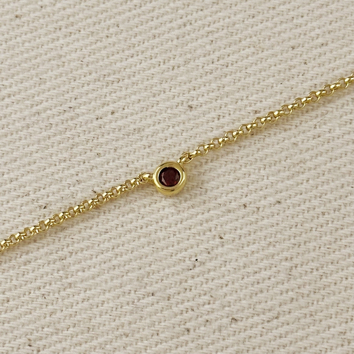 18k Gold Filled Dainty Bezel CZ Birthstone Necklace
