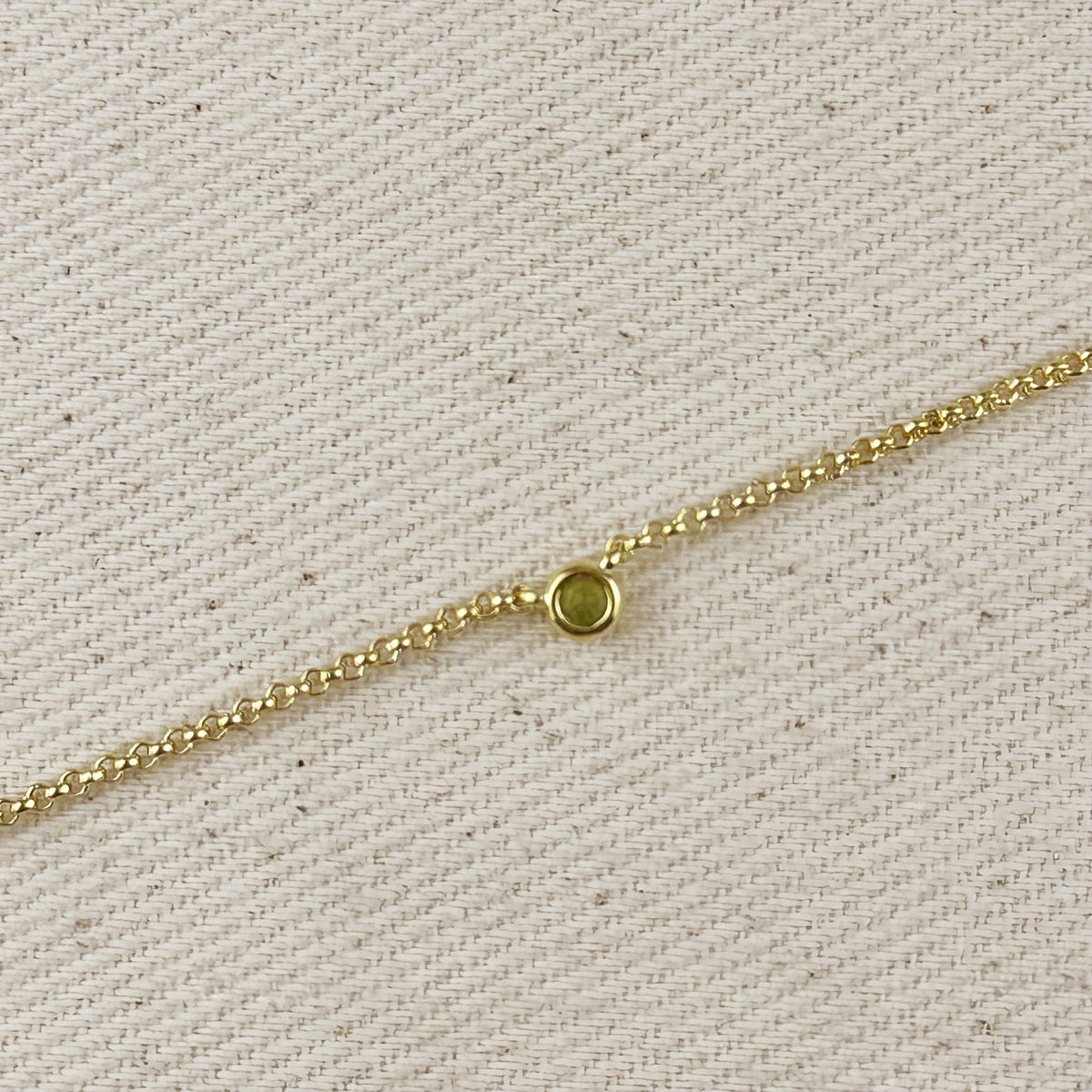 18k Gold Filled Dainty Bezel CZ Birthstone Necklace – August