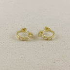 18k Gold Filled Curved Mixed CZ C- Hoop Earrings