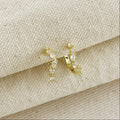 18k Gold Filled Curved Mixed CZ C- Hoop Earrings
