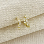 18k Gold Filled Curved Mixed CZ C- Hoop Earrings