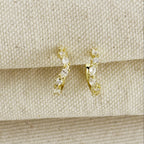 18k Gold Filled Curved Mixed CZ C- Hoop Earrings