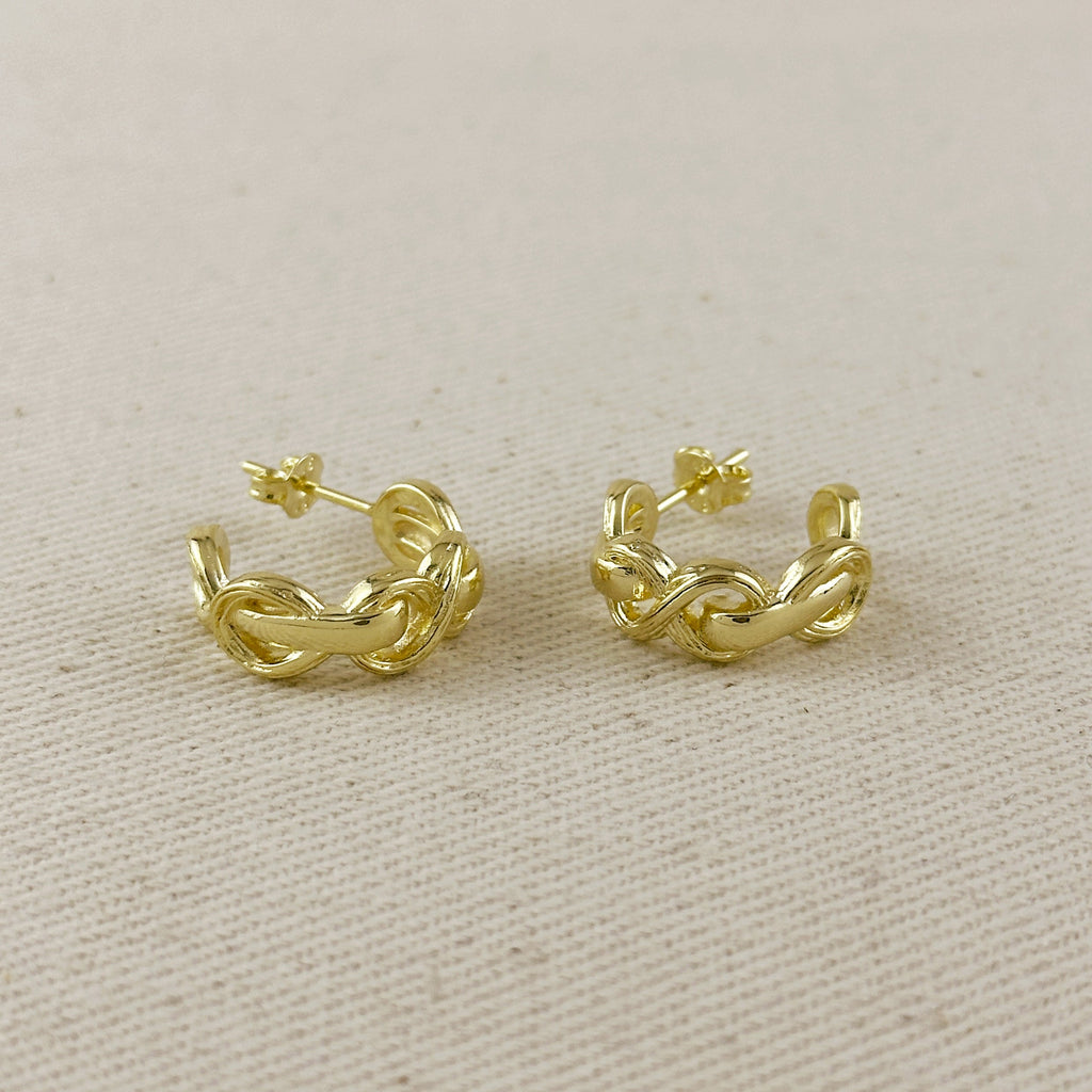 18k Gold Filled Braided Infinity C- Hoop Earrings