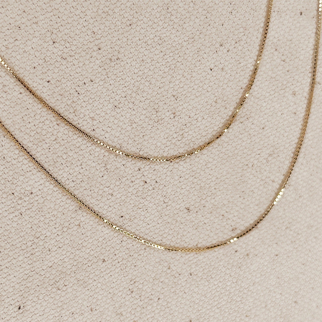 Mondsee 18k Gold Filled Diamond Cut Box Chain 0.5mm | 18k Gold Filled Jewelry