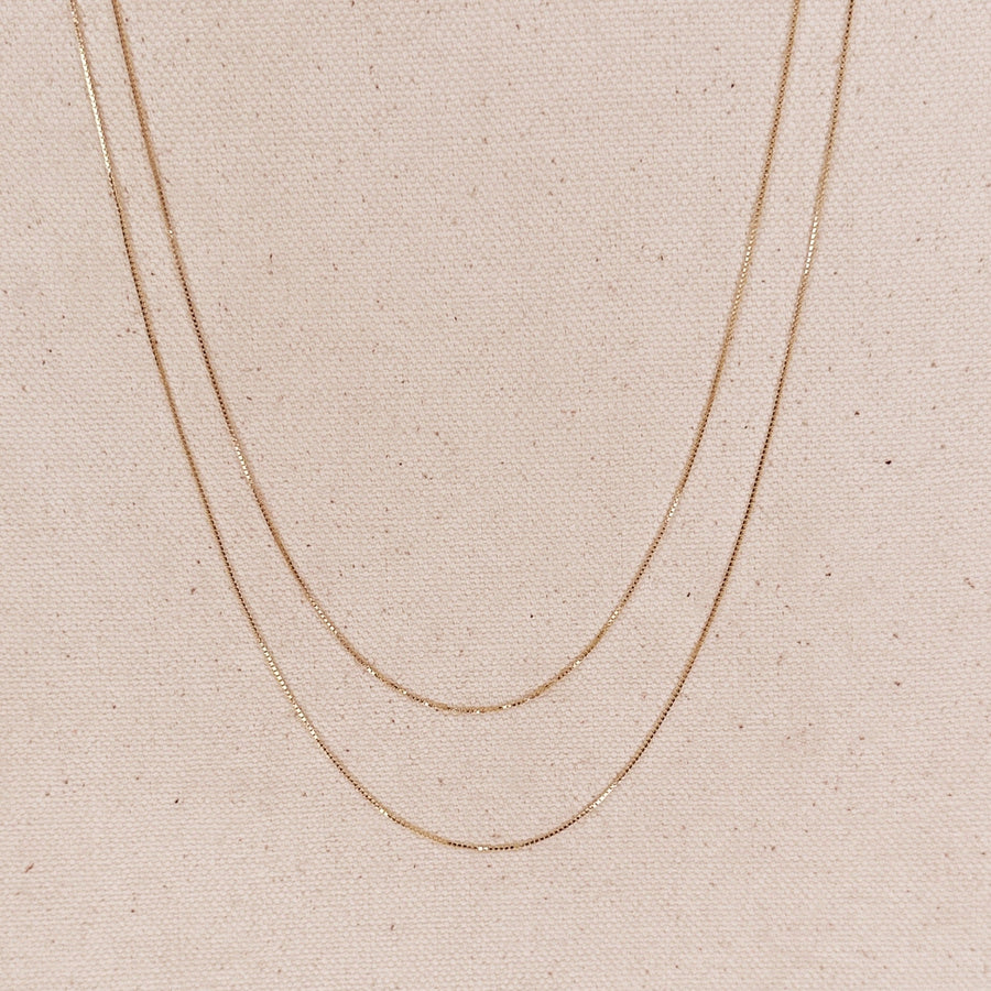 18k Gold Filled Diamond Cut Box Chain Very Thin 0.5mm
