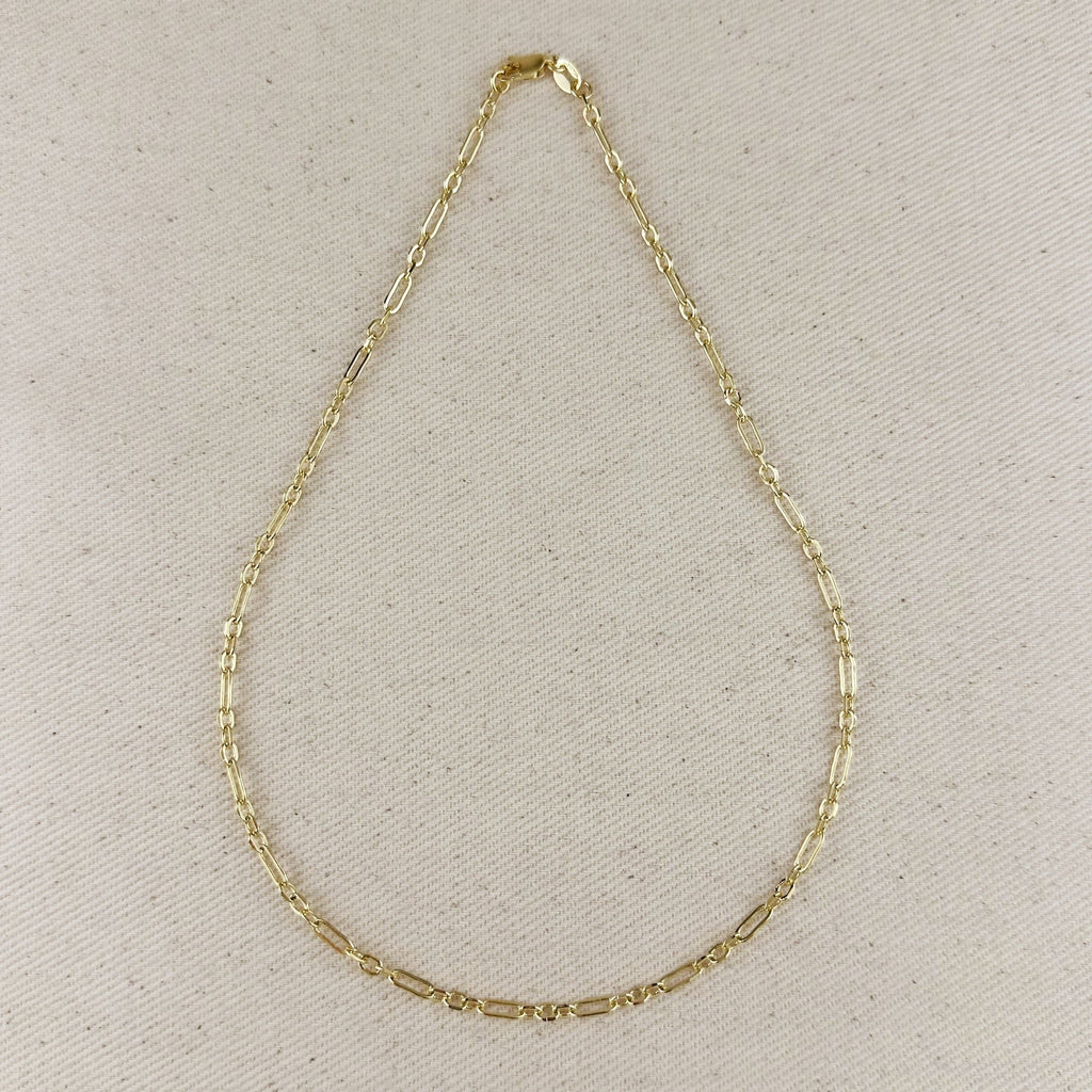 Mondsee 18k Gold Filled 3x1 Alternated Paperclip Necklace | 18k Gold Filled Jewelry