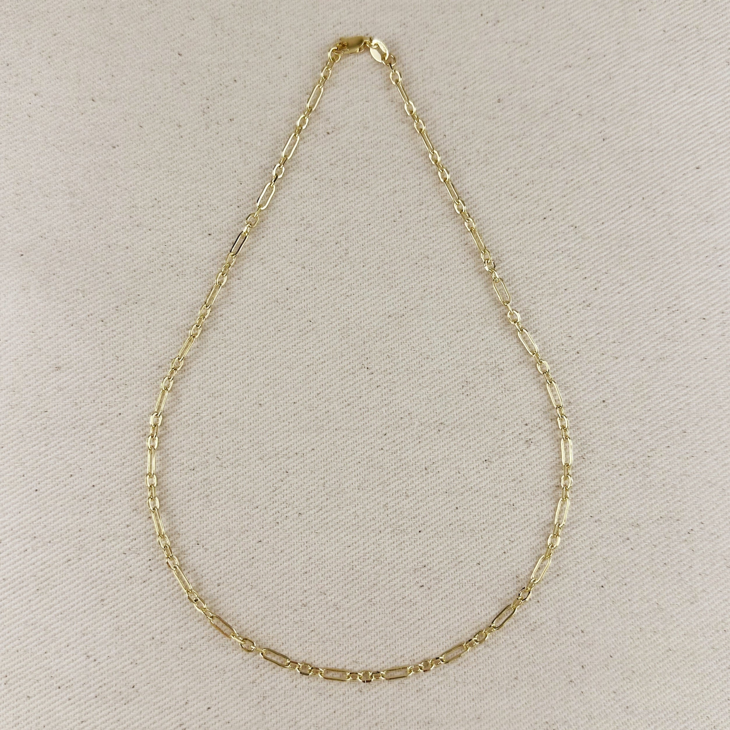 Mondsee 18k Gold Filled 3x1 Alternated Paperclip Necklace | 18k Gold Filled Jewelry