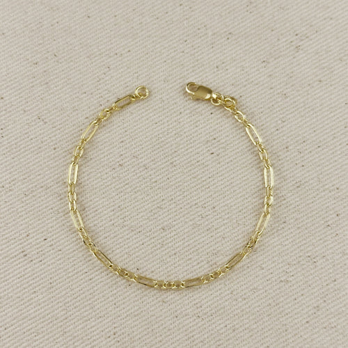 Mondsee 18K Gold Filled 3x1 Alternated Paperclip Bracelet | 18k Gold Filled Jewelry