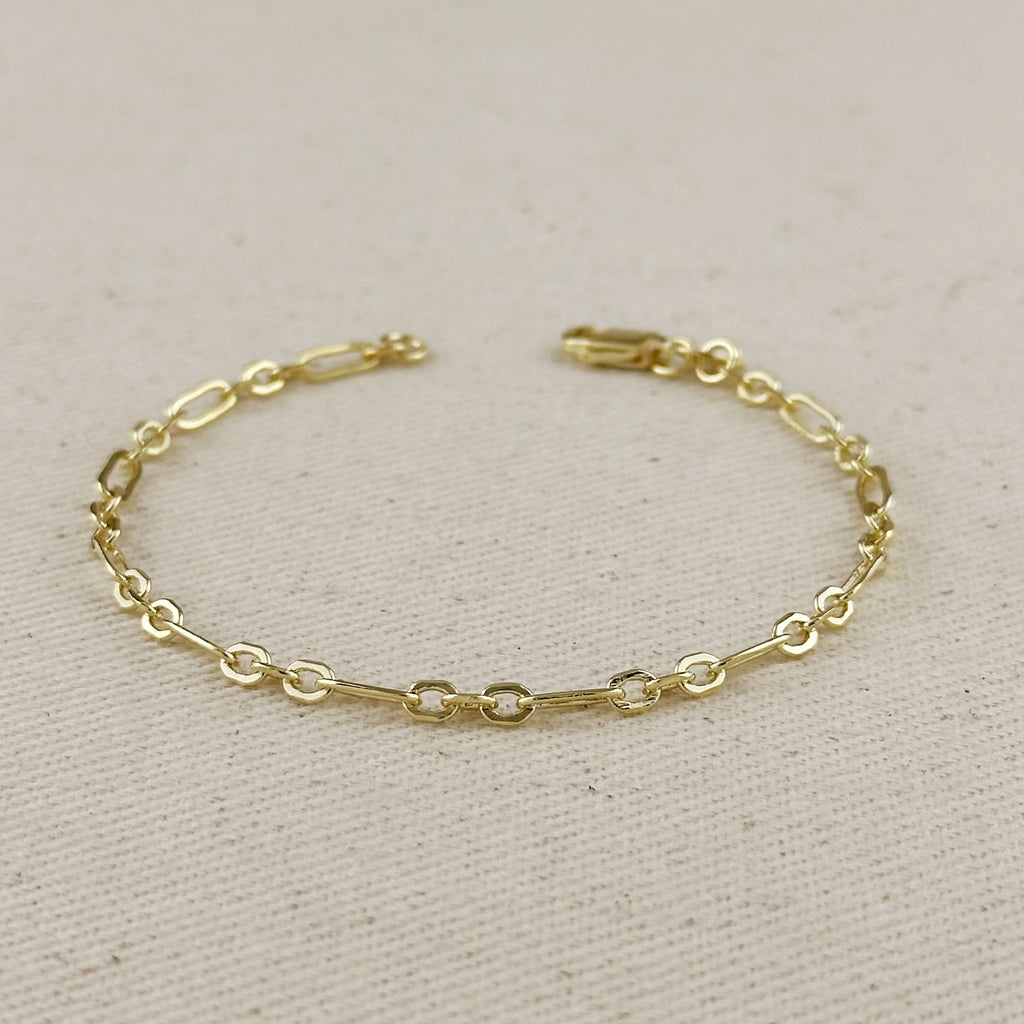 Mondsee 18K Gold Filled 3x1 Alternated Paperclip Bracelet | 18k Gold Filled Jewelry