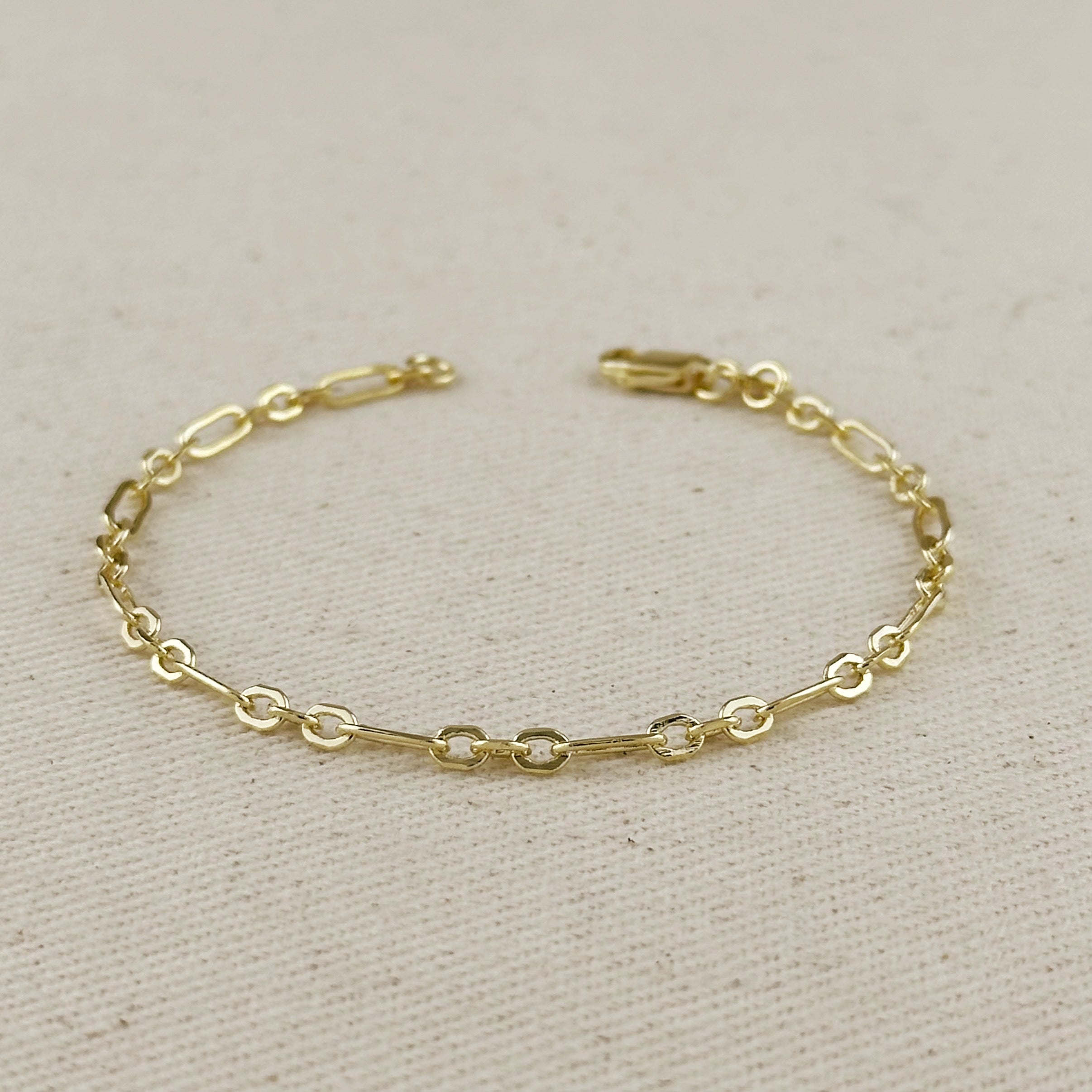 Mondsee 18K Gold Filled 3x1 Alternated Paperclip Bracelet | 18k Gold Filled Jewelry