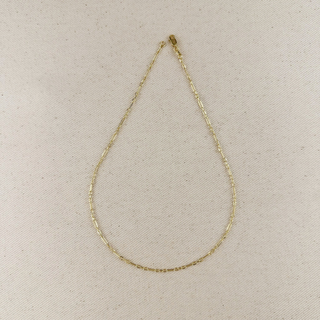 Mondsee 18k Gold Filled 2.1mm 3x1 Alternated Paperclip Necklace | 18k Gold Filled Jewelry