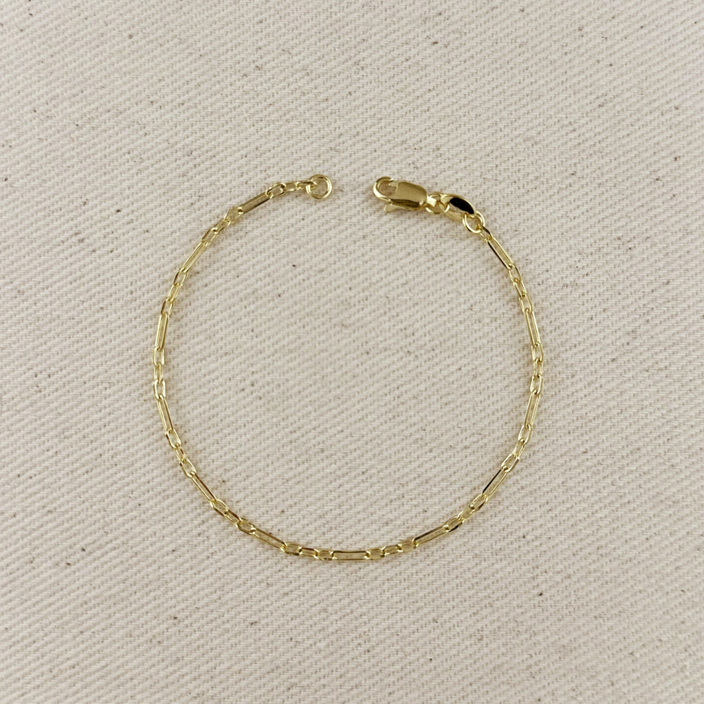 Mondsee 18k Gold Filled 2.1mm 3x1 Alternated Paperclip Bracelet | 18k Gold Filled Jewelry