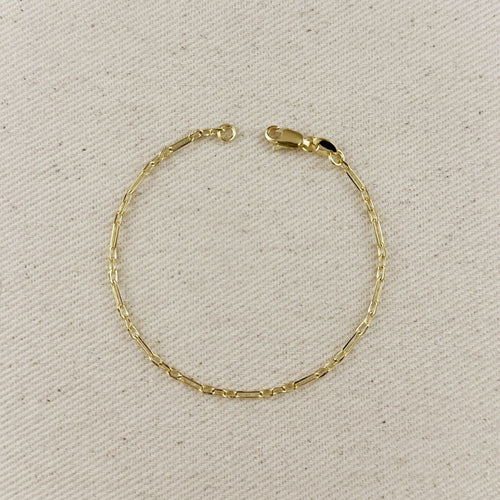 Mondsee 18k Gold Filled 2.1mm 3x1 Alternated Paperclip Bracelet | 18k Gold Filled Jewelry