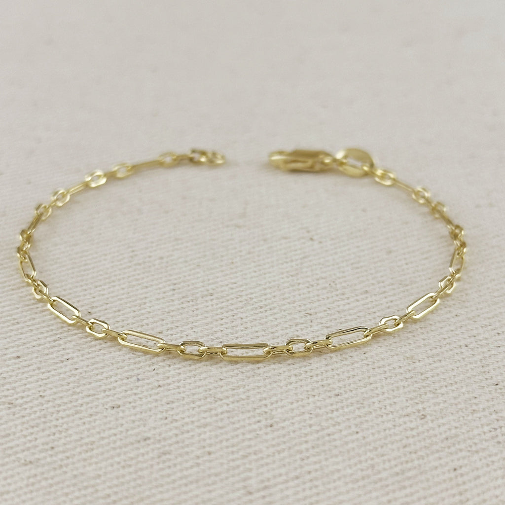 Mondsee 18k Gold Filled 2.1mm 3x1 Alternated Paperclip Bracelet | 18k Gold Filled Jewelry
