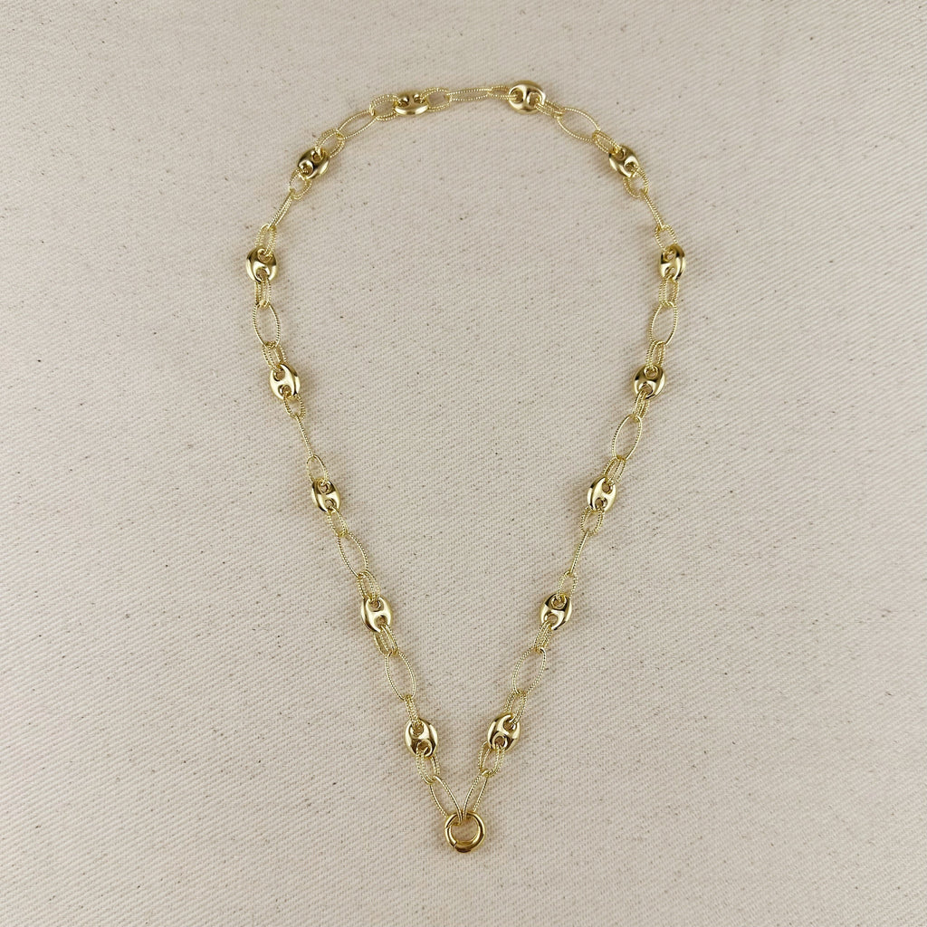 Mondsee 18k Gold Filled Puffy Mariner Necklace With Carabiner Clasp | 18k Gold Filled Jewelry