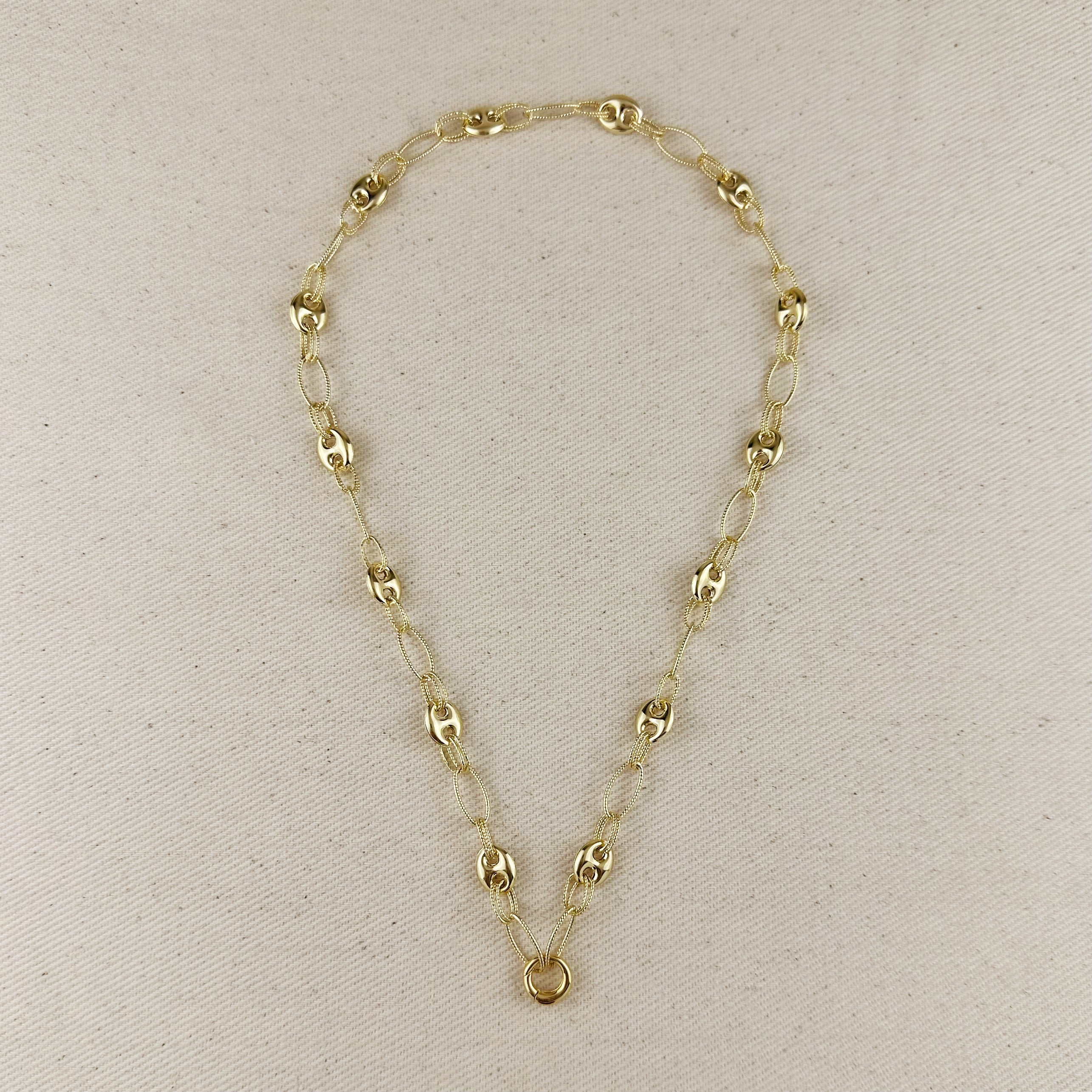 Mondsee 18k Gold Filled Puffy Mariner Necklace With Carabiner Clasp | 18k Gold Filled Jewelry