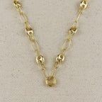 Mondsee 18k Gold Filled Puffy Mariner Necklace With Carabiner Clasp | 18k Gold Filled Jewelry