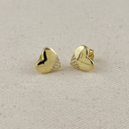 18k Gold Filled Heart Stud Earrings with Cubic Zirconia Stones