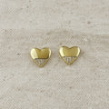 18k Gold Filled Heart Stud Earrings with Cubic Zirconia Stones
