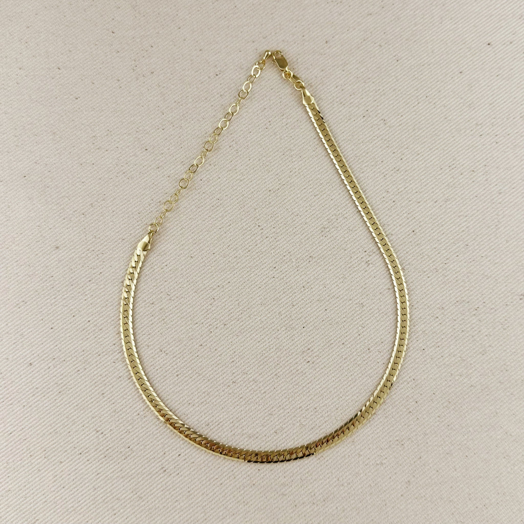 Mondsee 18K Gold Filled Diamond Cut Herringbone Choker Necklace | 18k Gold Filled Jewelry