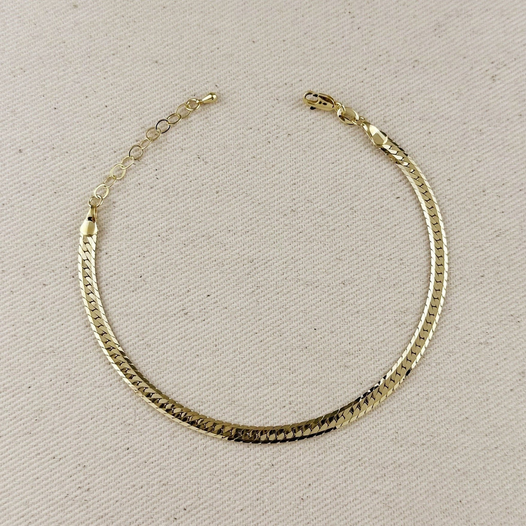 Mondsee 18K Gold Filled Diamond Cut Herringbone Anklet | 18k Gold Filled Jewelry