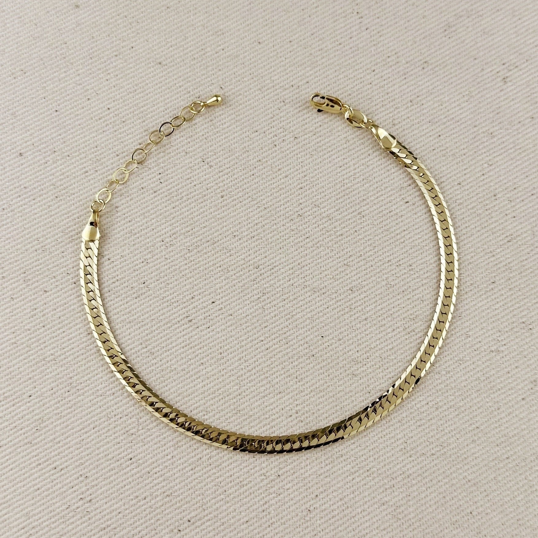 Mondsee 18K Gold Filled Diamond Cut Herringbone Anklet | 18k Gold Filled Jewelry