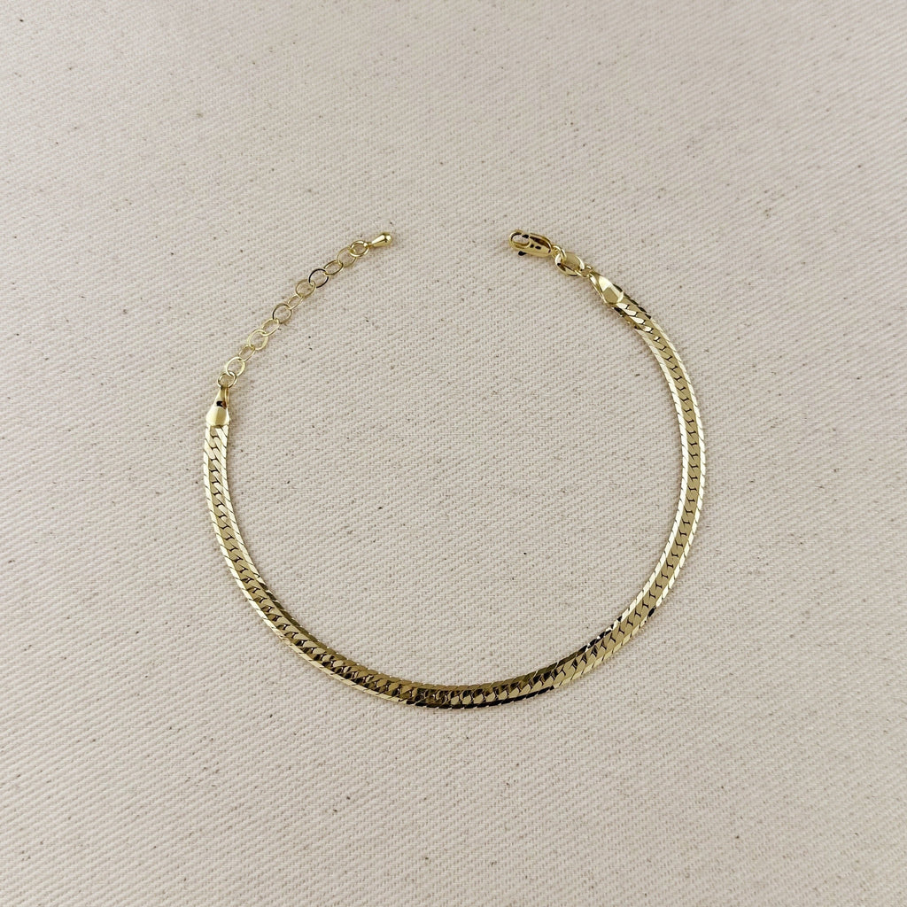 Mondsee 18K Gold Filled Diamond Cut Herringbone Anklet | 18k Gold Filled Jewelry