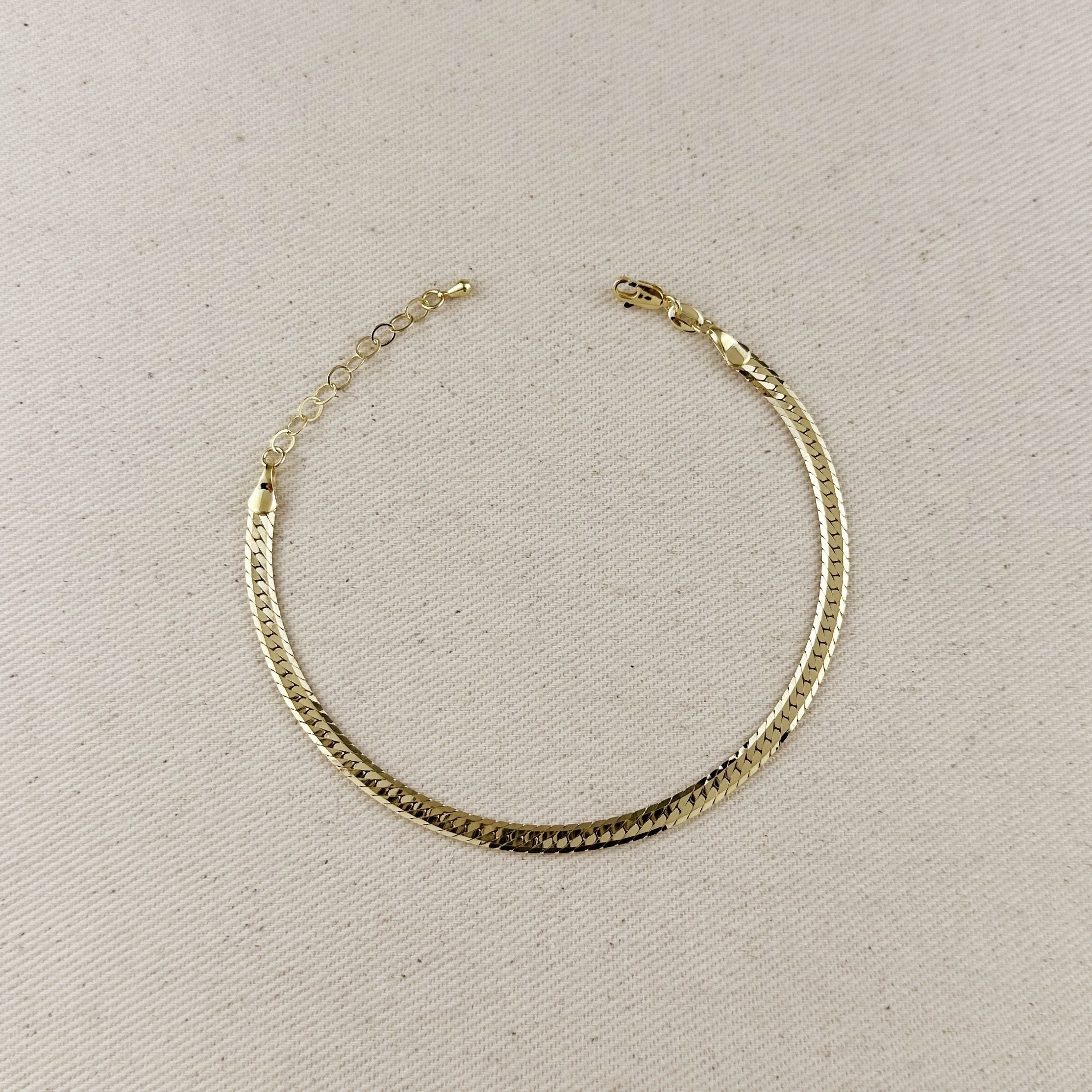 Mondsee 18K Gold Filled Diamond Cut Herringbone Anklet | 18k Gold Filled Jewelry