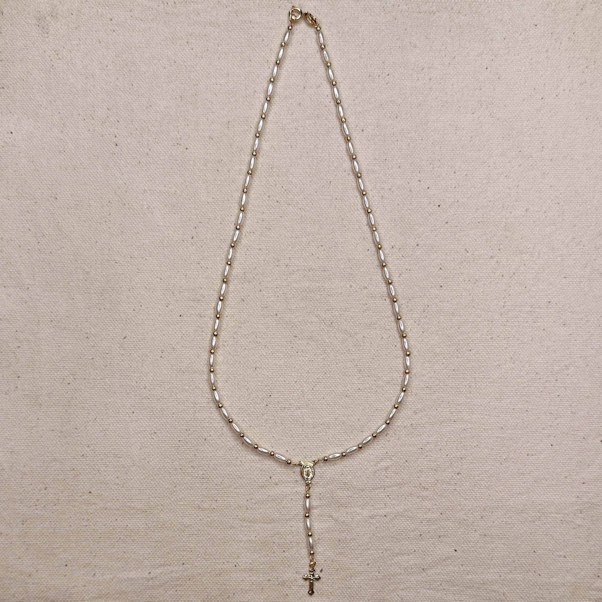 Mondsee 18k Gold Filled Pearl Rosary Necklace | 18k Gold Filled Jewelry