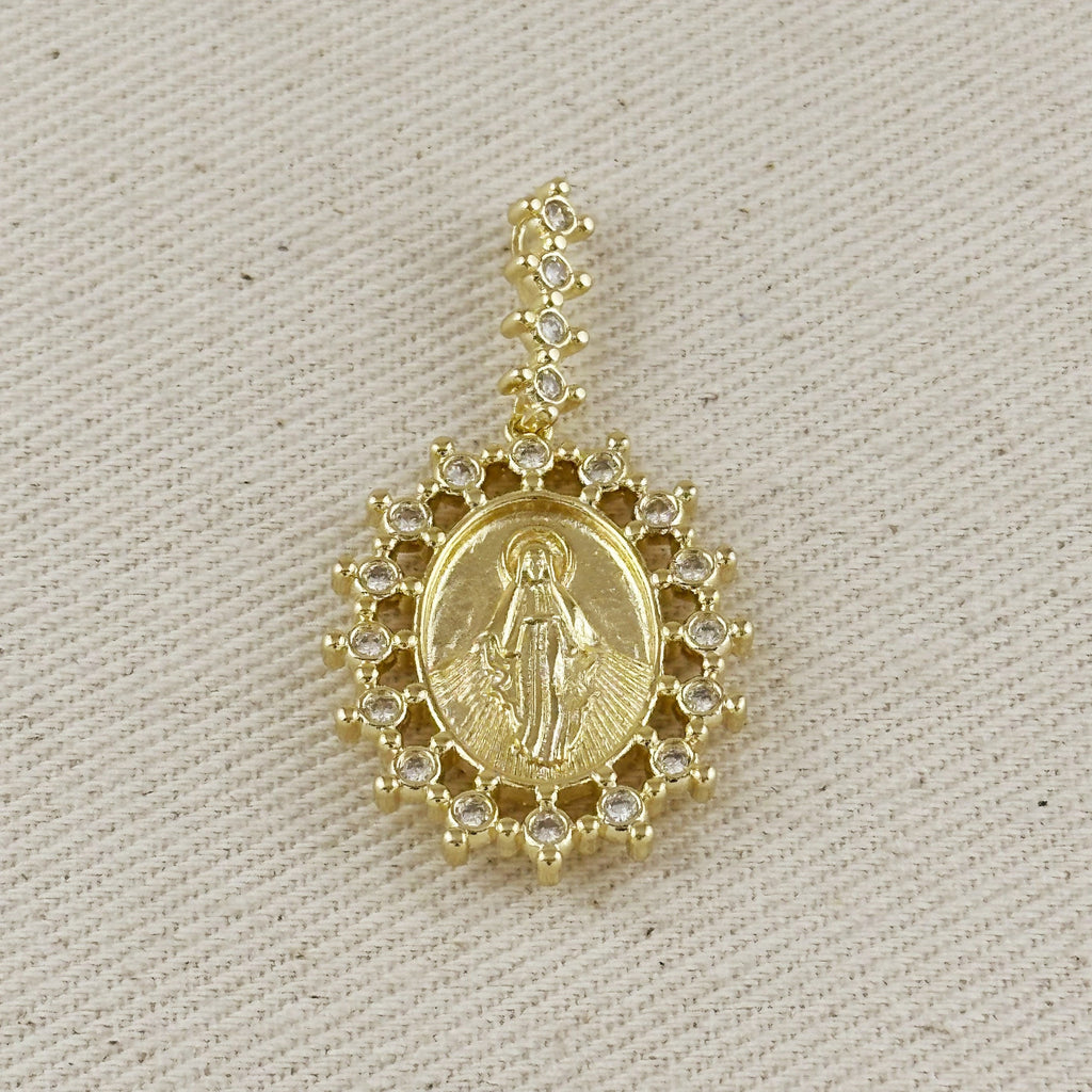 Mondsee 18k Gold Filled Double Sided Lady Mother of Grace Pendant | 18k Gold Filled Jewelry