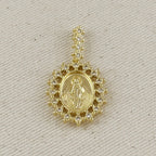 Mondsee 18k Gold Filled Double Sided Lady Mother of Grace Pendant | 18k Gold Filled Jewelry