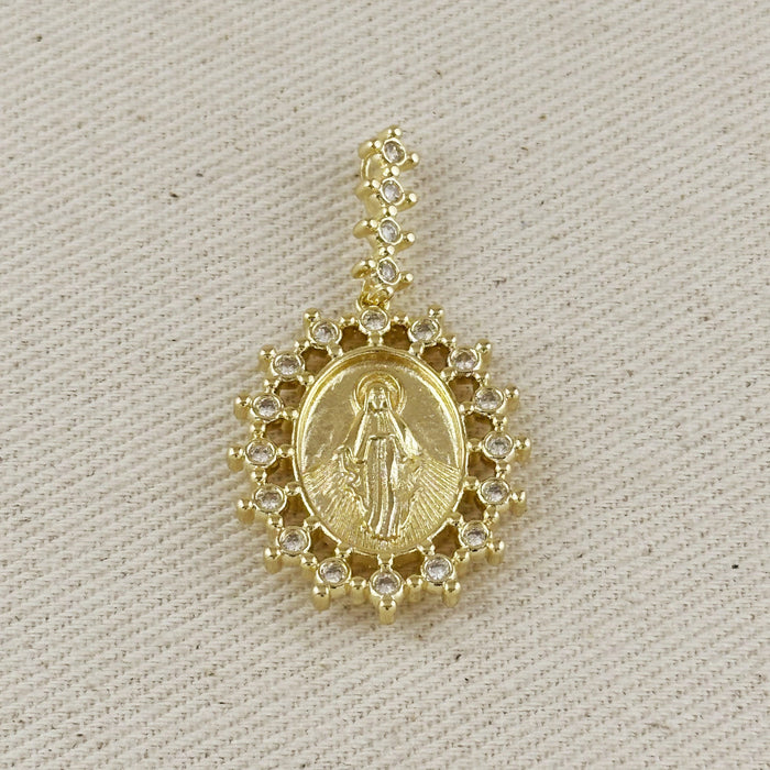 Mondsee 18k Gold Filled Double Sided Lady Mother of Grace Pendant | 18k Gold Filled Jewelry