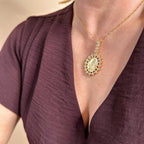 Mondsee 18k Gold Filled Double Sided Lady Mother of Grace Pendant | 18k Gold Filled Jewelry
