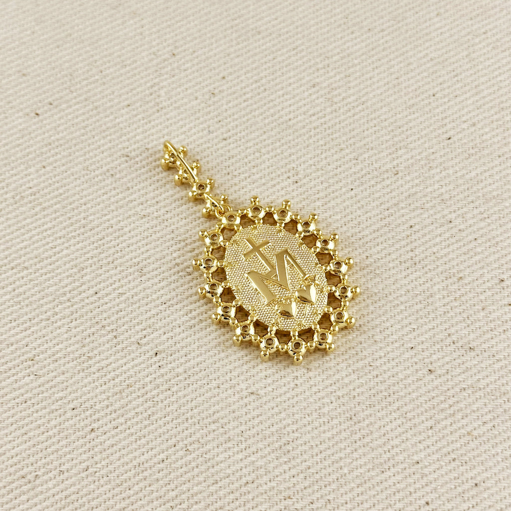 Mondsee 18k Gold Filled Double Sided Lady Mother of Grace Pendant | 18k Gold Filled Jewelry