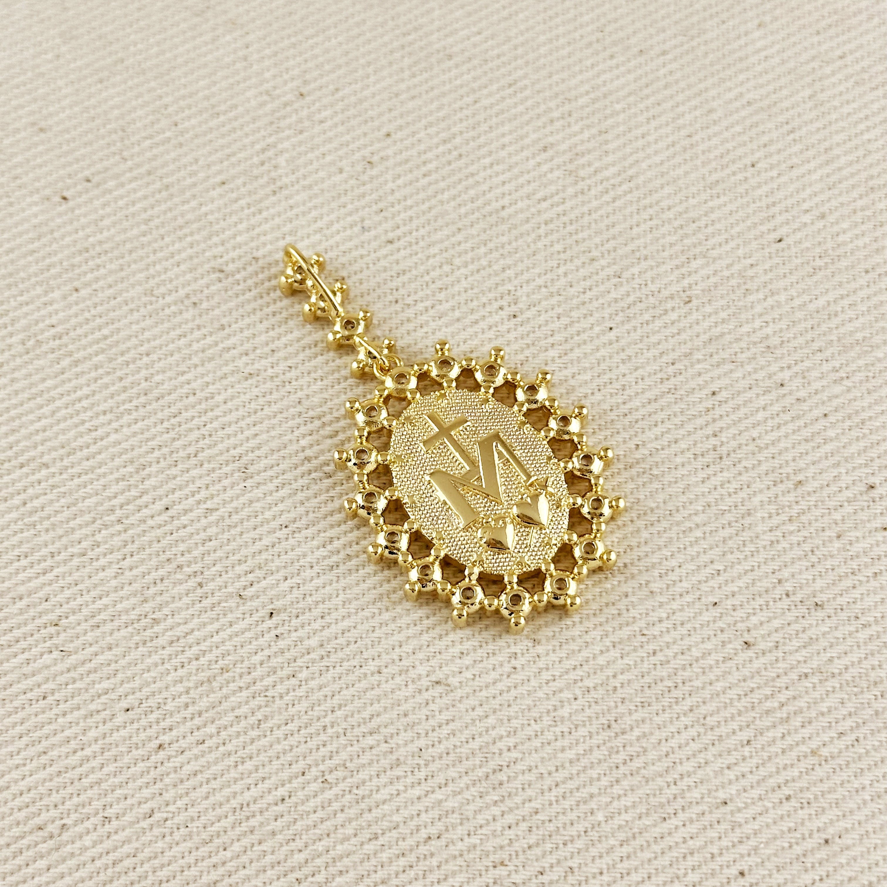 Mondsee 18k Gold Filled Double Sided Lady Mother of Grace Pendant | 18k Gold Filled Jewelry