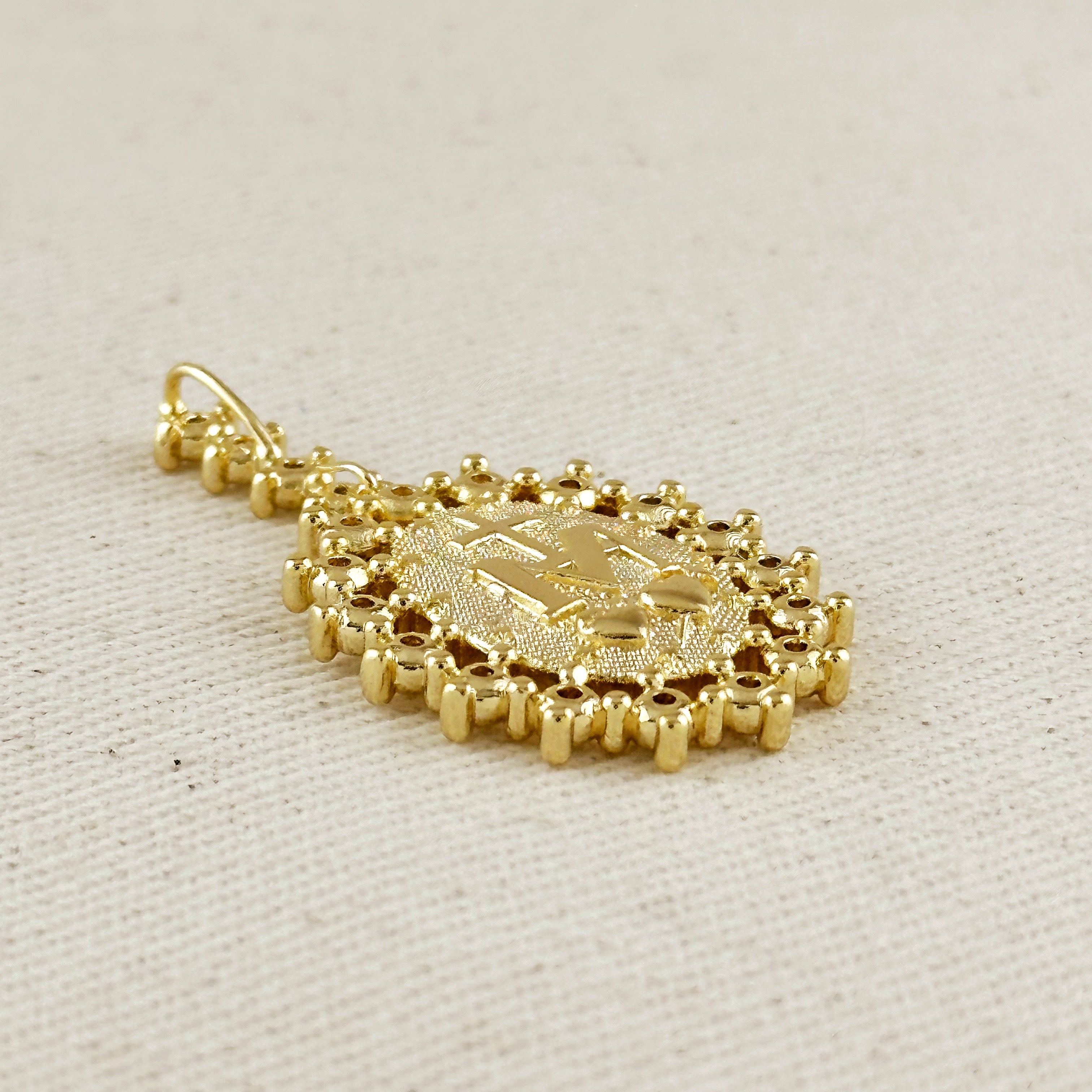 Mondsee 18k Gold Filled Double Sided Lady Mother of Grace Pendant | 18k Gold Filled Jewelry