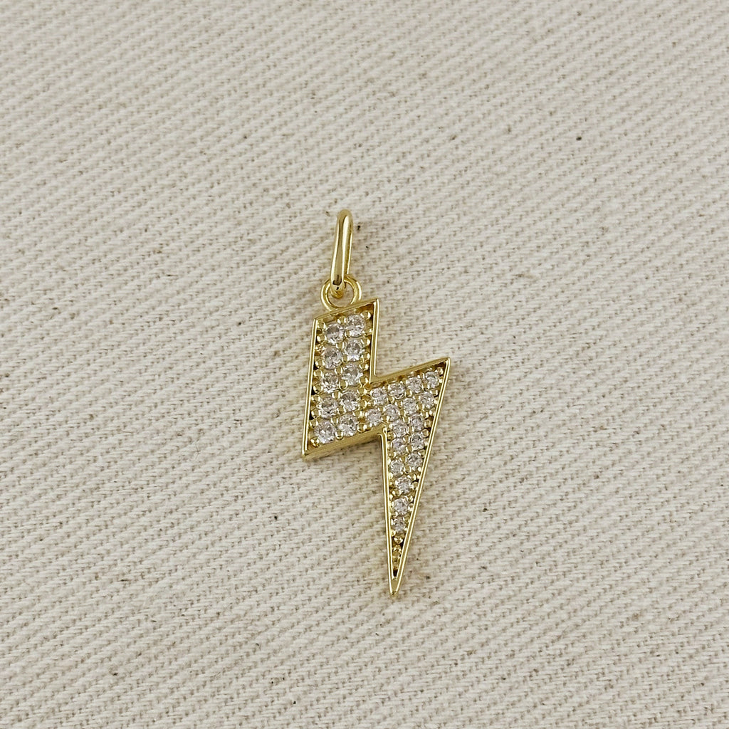 Mondsee 18k Gold Filled Iced Lightning Bolt Pendant Pave Settings CZ stones | 18k Gold Filled Jewelry