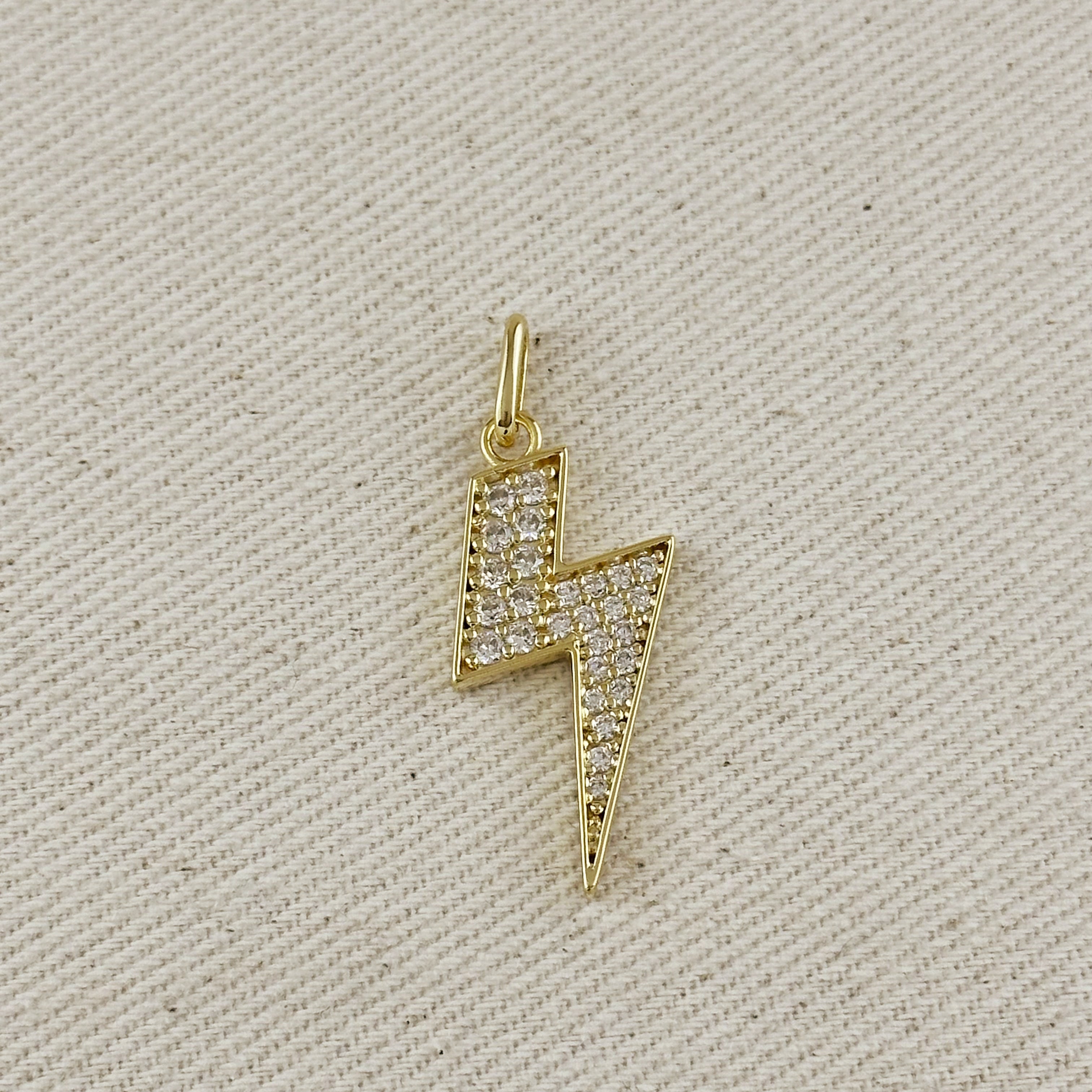Mondsee 18k Gold Filled Iced Lightning Bolt Pendant Pave Settings CZ stones | 18k Gold Filled Jewelry