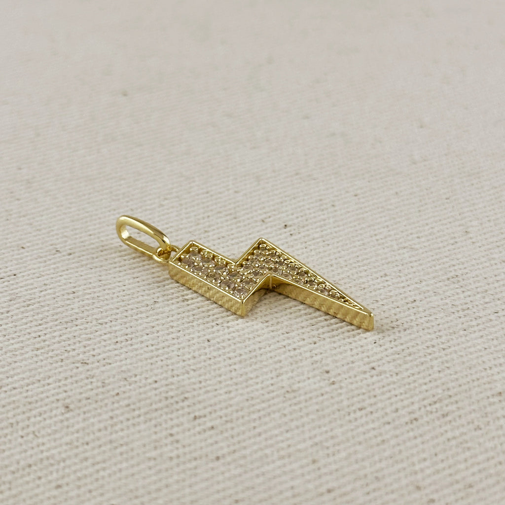 Mondsee 18k Gold Filled Iced Lightning Bolt Pendant Pave Settings CZ stones | 18k Gold Filled Jewelry